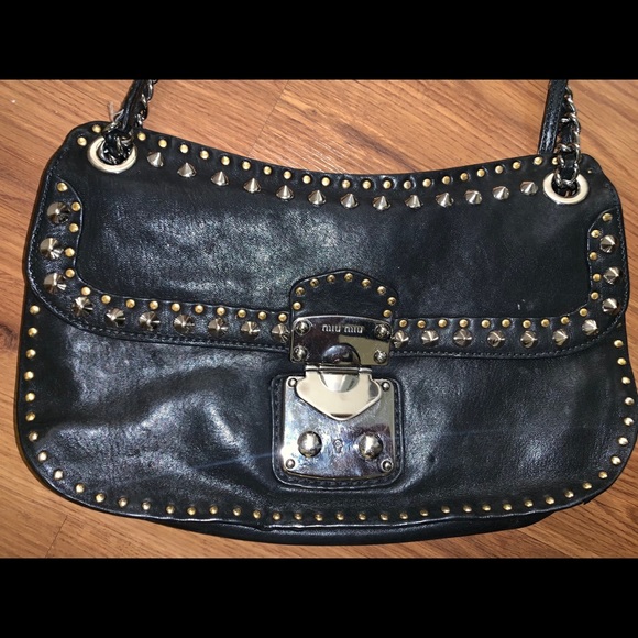 Miu Miu Handbags - MIU MIU STUDDED SHOULDER BAG